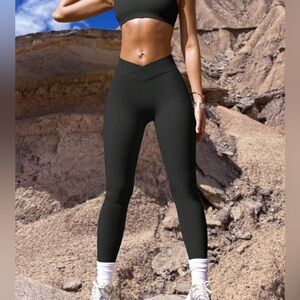 OQQ 2‑Pack Ribbed High‑Waist Yoga Leggings